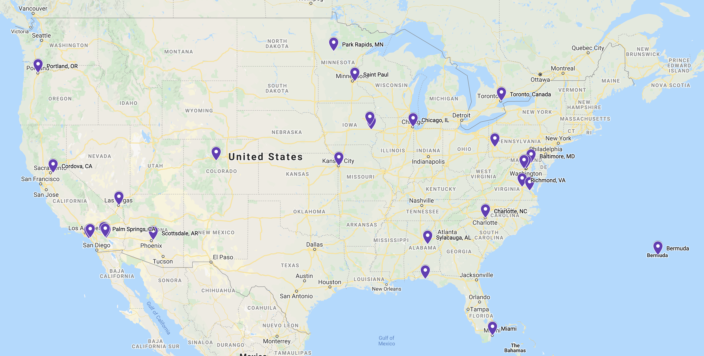 hughes-speaking-locations Map of Dr. Hughes speaking locations Hughes Orthodontics in Alexandria, VA