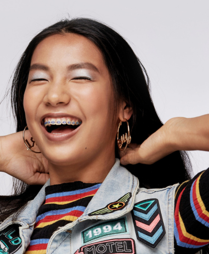 laughing with braces