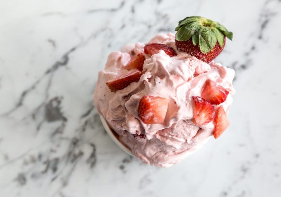 Picture of strawberry ice-cream on marble background